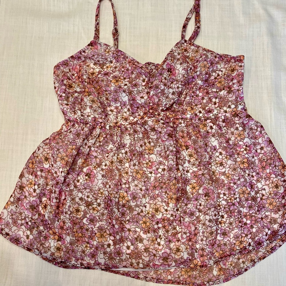 Floral Pink and Brown Women's Top